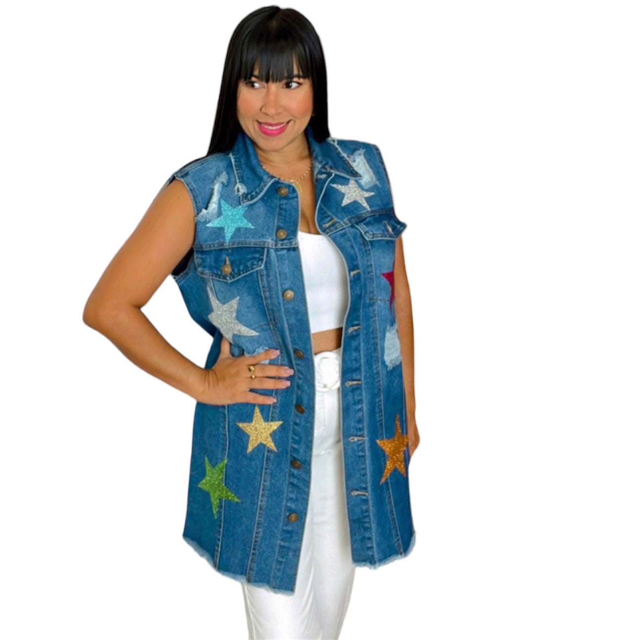 Multi Star Denim Vest