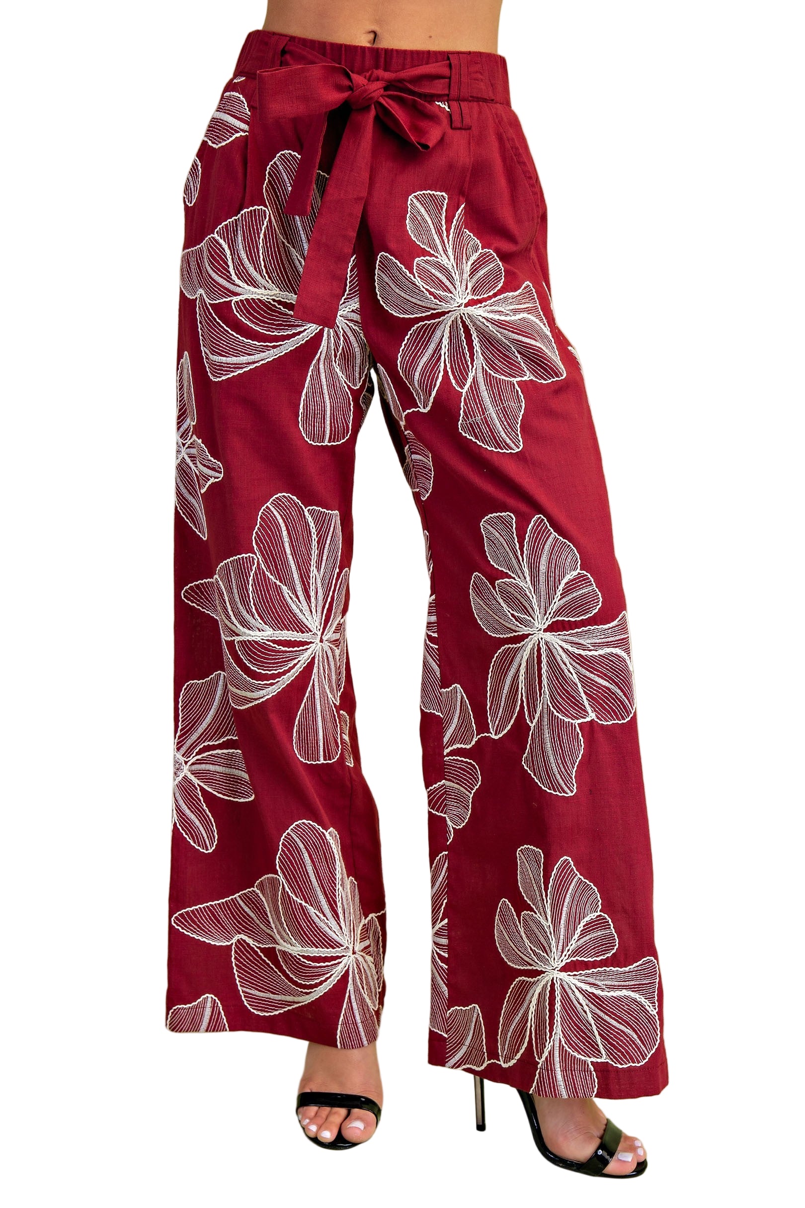 Wine Floral Breeze Pant | Dagkail Fashion