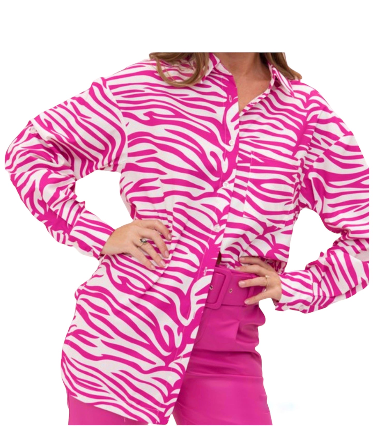 Long Sleeves Shirt Pink Zebra