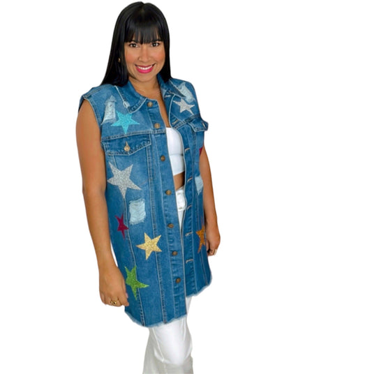 Multi Star Denim Vest