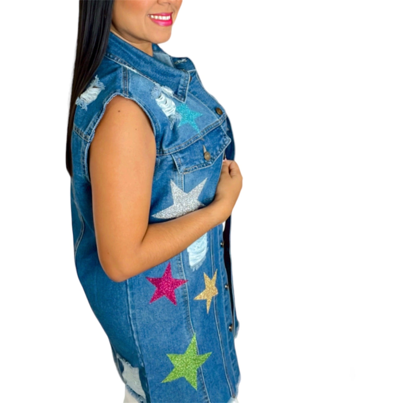 Multi Star Denim Vest