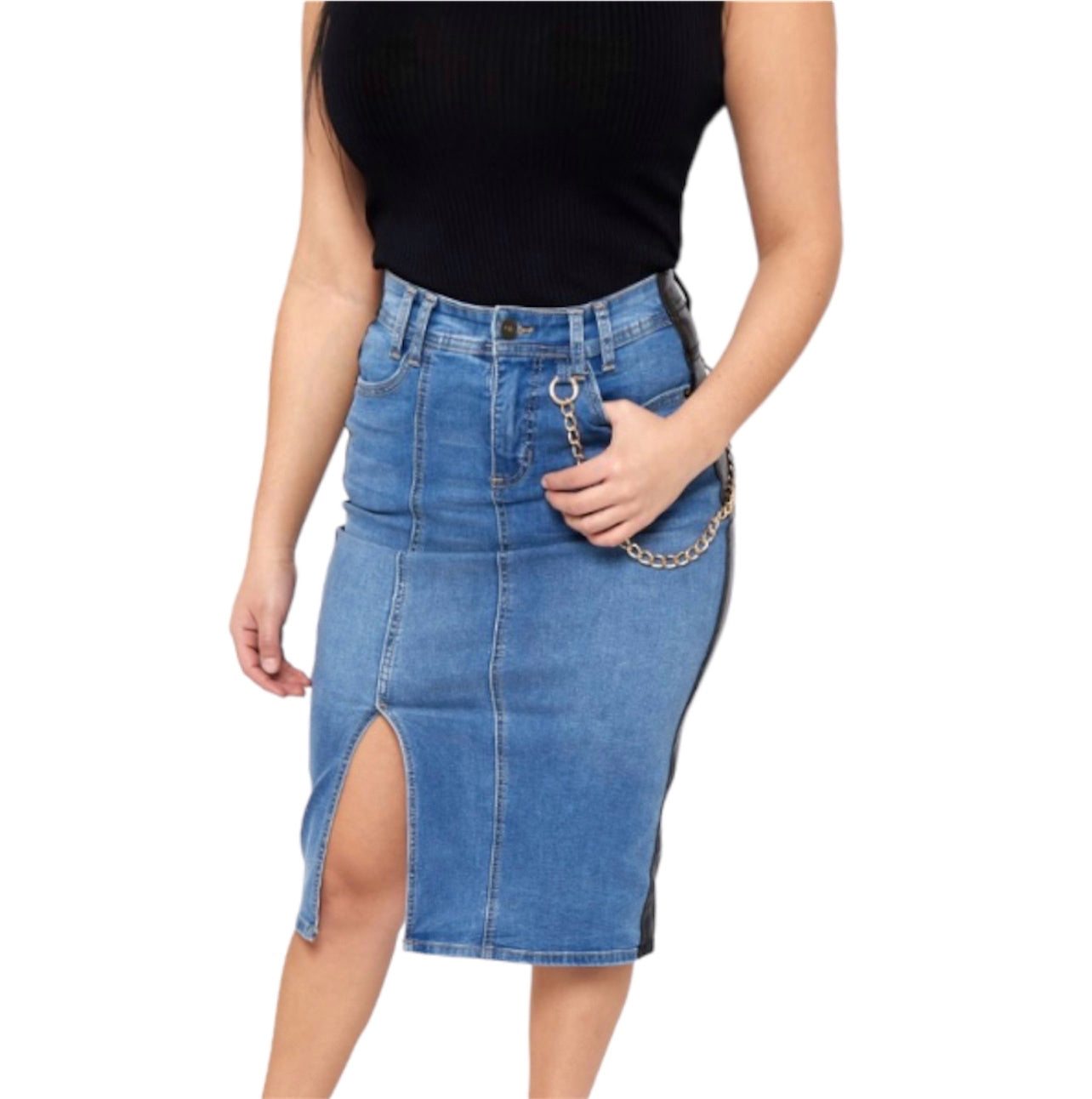 Denim Midi Skirt