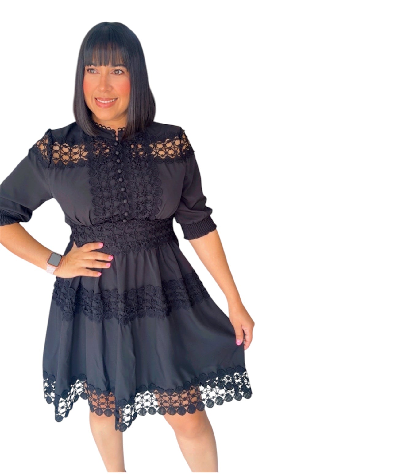 Crochet Short Black Dress
