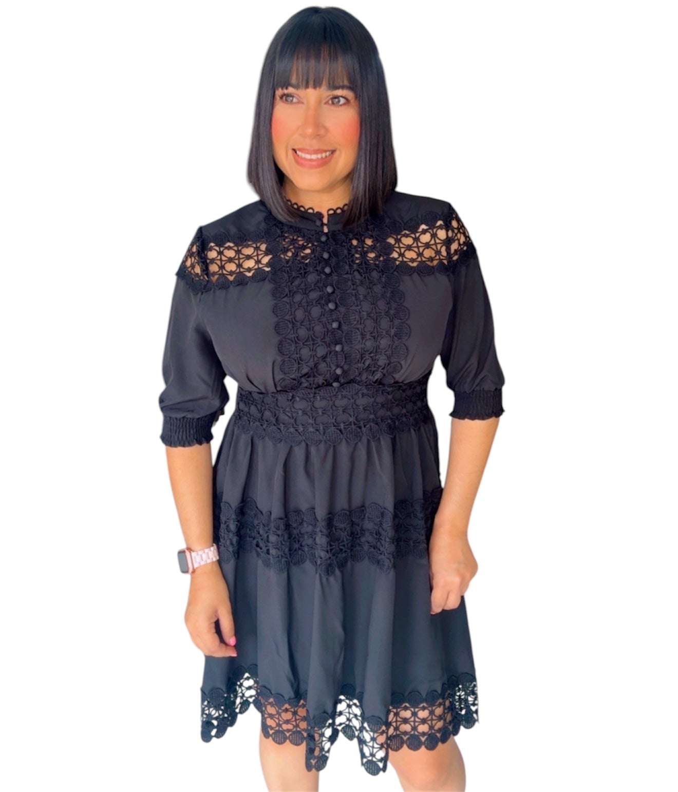 Crochet Short Black Dress