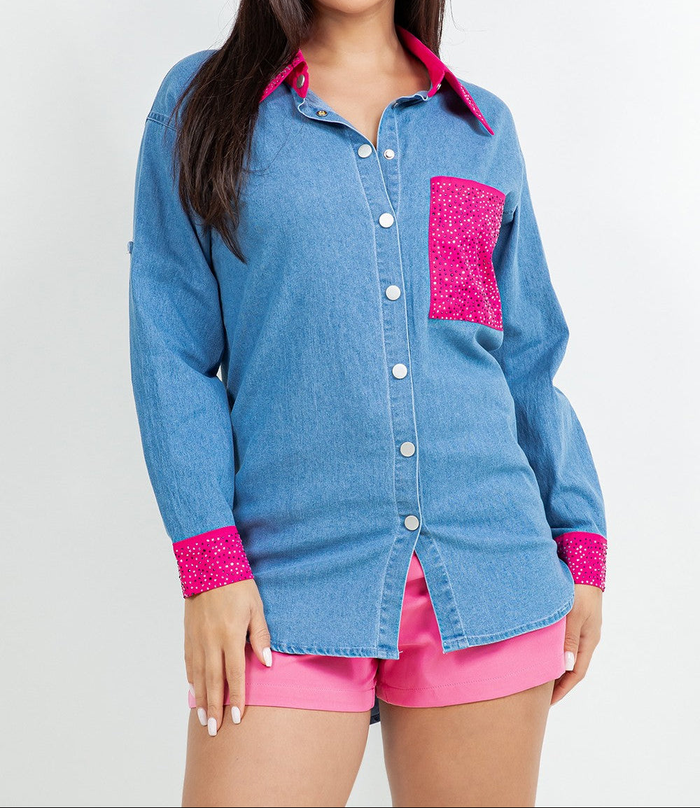 Denim Button Blouse