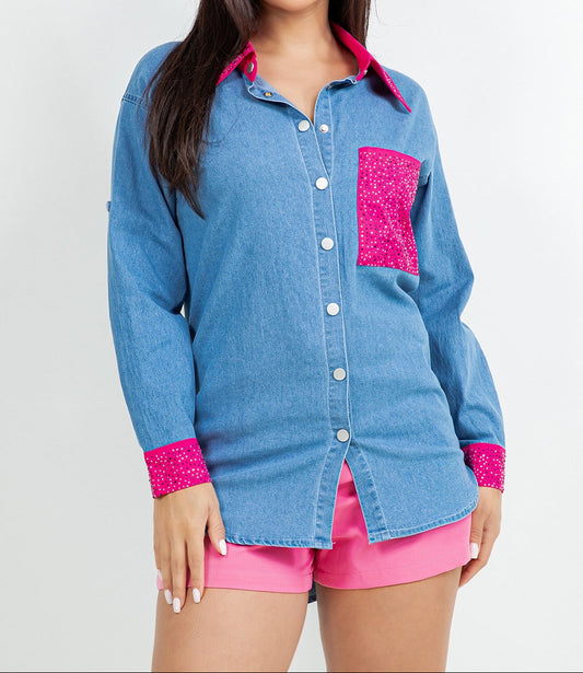 Denim Button Blouse
