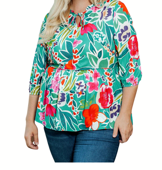 Divine Flower Blouse Plus