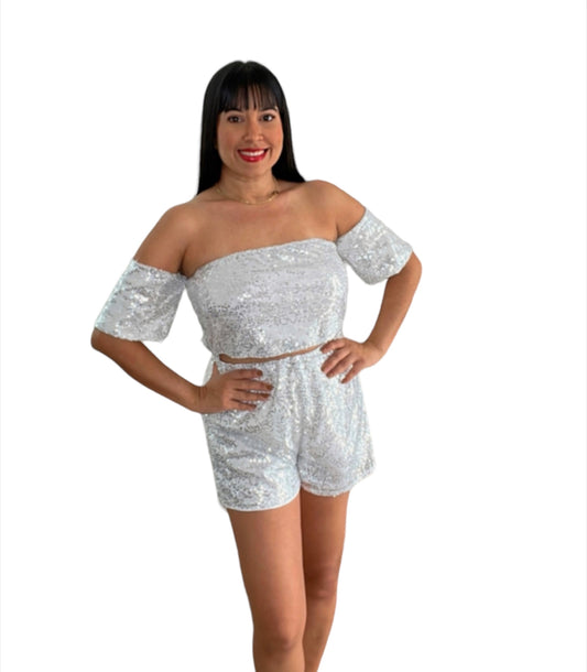 Romper Short Sequin