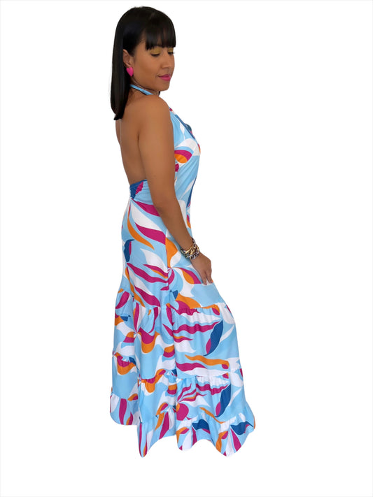 Maxi Dress Colored Blue